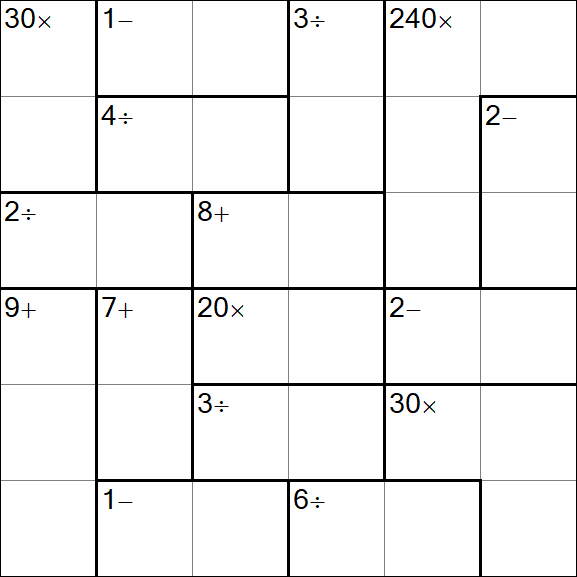Calcudoku - Médio