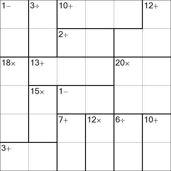 Calcudoku - Medio