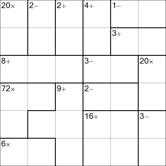 Calcudoku - Medium