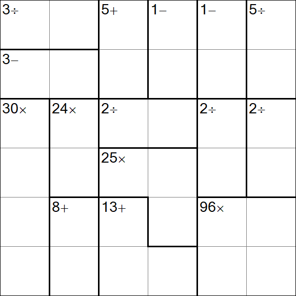 Calcudoku - Medio