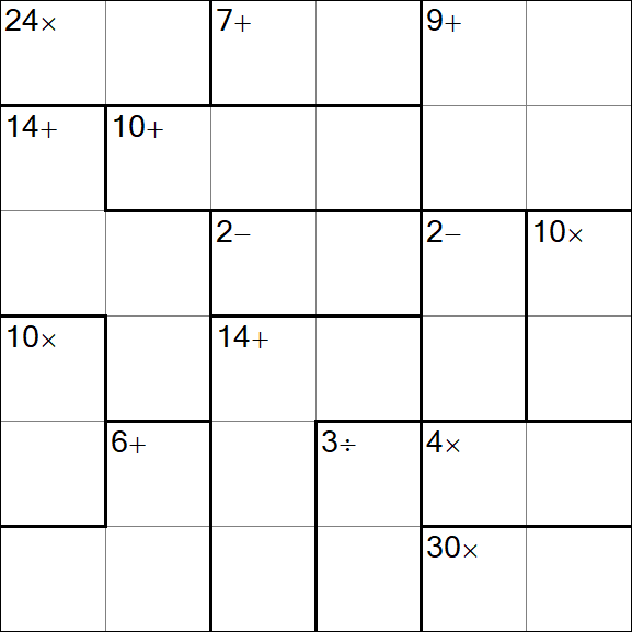 Calcudoku - Médio