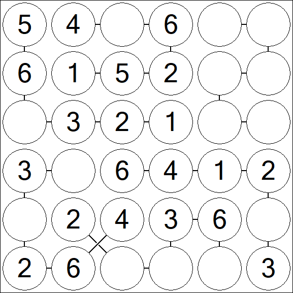 Chain Sudoku 6x6 - Easy