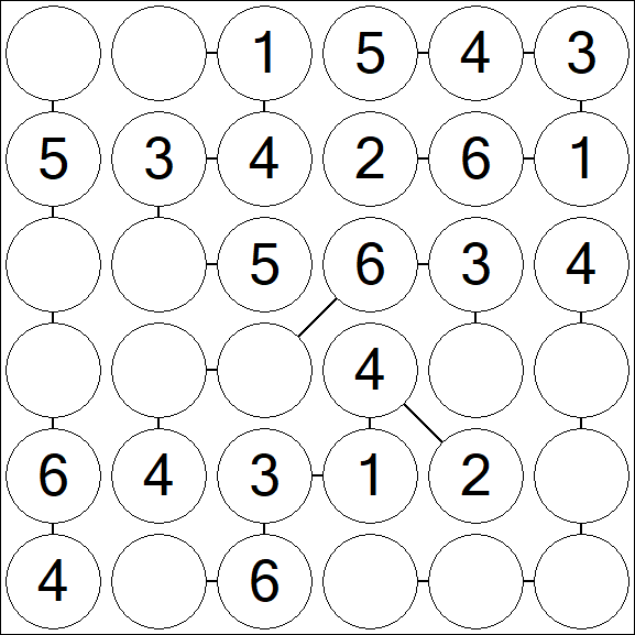 Chain Sudoku 6x6 - Easy