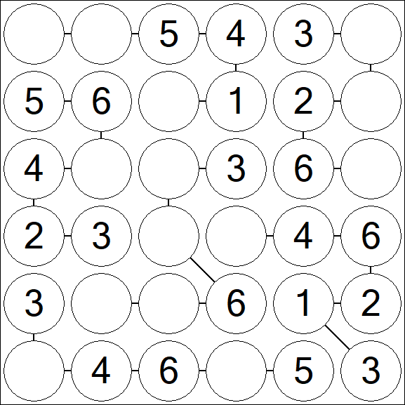 Chain Sudoku 6x6 - Easy