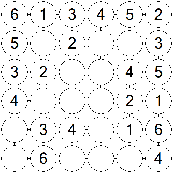 Chain Sudoku 6x6 - Einfach