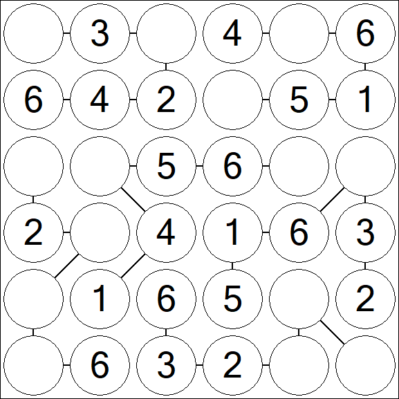 Chain Sudoku 6x6 - Einfach