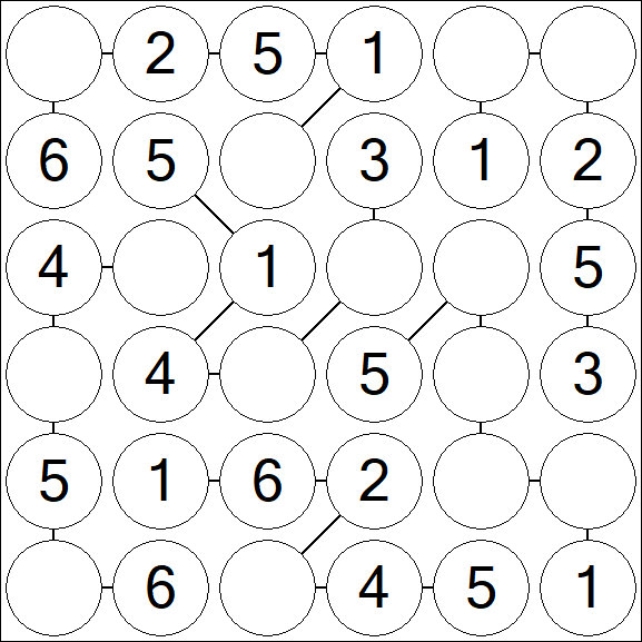 Chain Sudoku 6x6 - Einfach