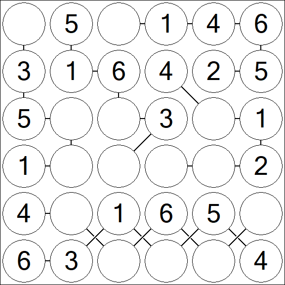Chain Sudoku 6x6 - Einfach
