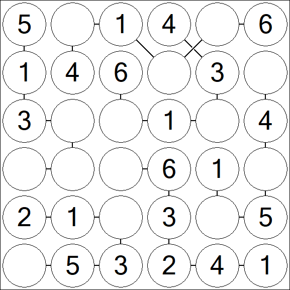 Chain Sudoku 6x6 - Einfach