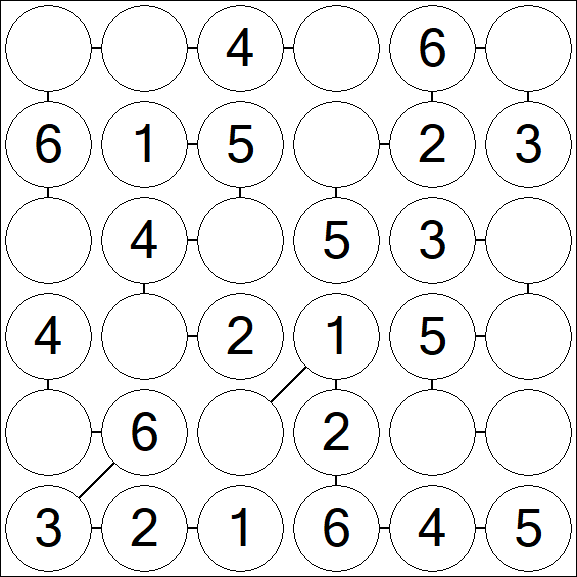 Chain Sudoku 6x6 - Einfach