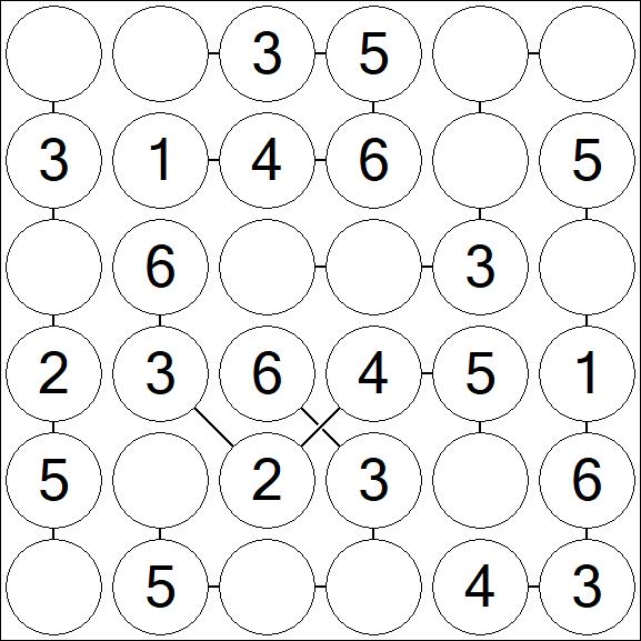 Chain Sudoku 6x6 - Einfach