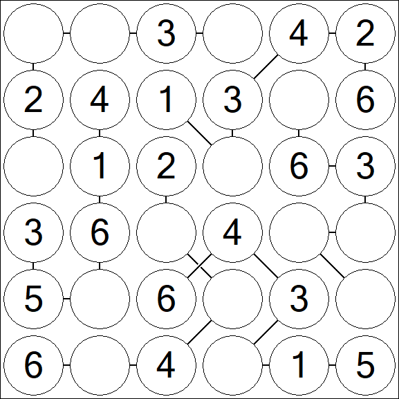 Chain Sudoku 6x6 - Einfach