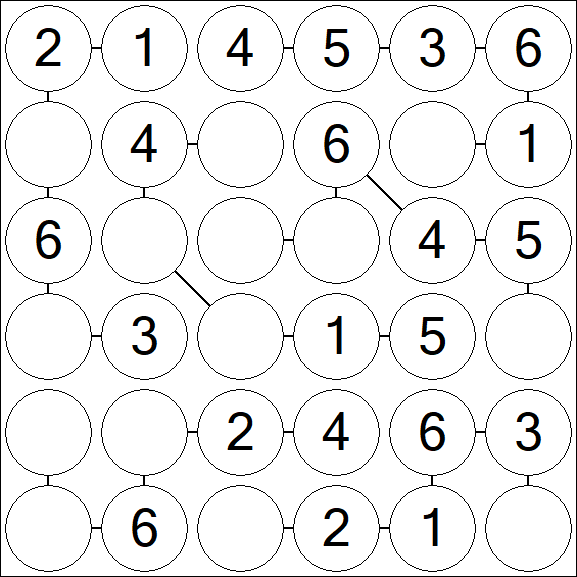 Chain Sudoku 6x6 - Einfach