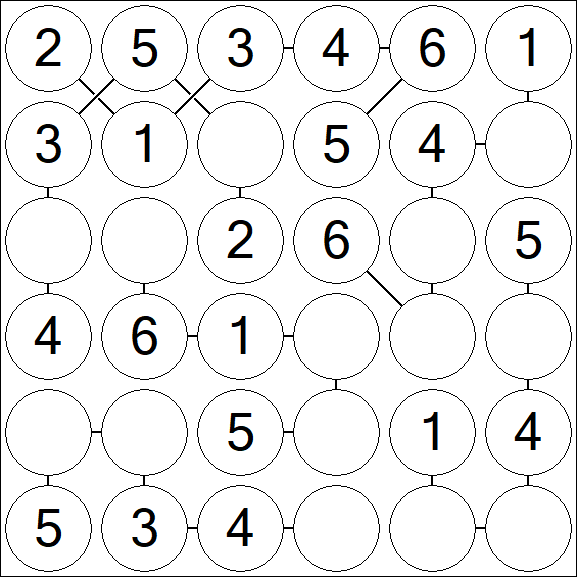 Chain Sudoku 6x6 - Einfach