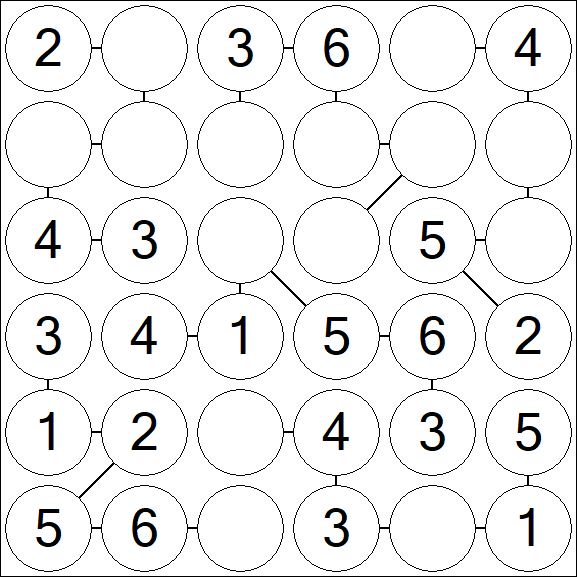 Chain Sudoku 6x6 - Einfach