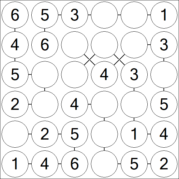 Chain Sudoku 6x6 - Einfach