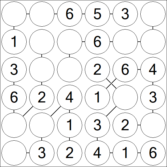 Chain Sudoku 6x6 - Einfach