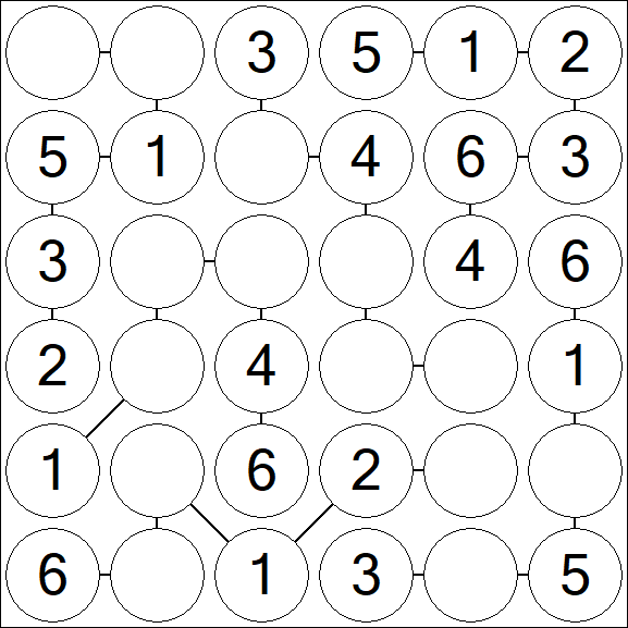 Chain Sudoku 6x6 - Einfach
