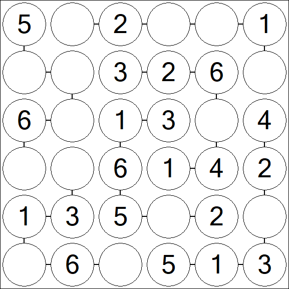 Chain Sudoku 6x6 - Einfach