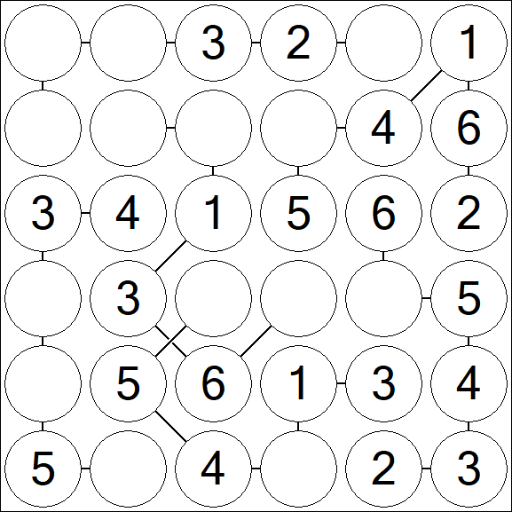 Chain Sudoku 6x6 - Fácil