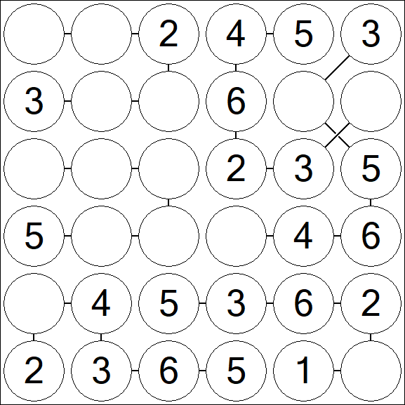 Chain Sudoku 6x6 - Fácil