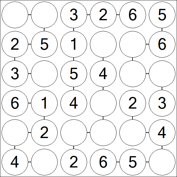Chain Sudoku 6x6 - Fácil