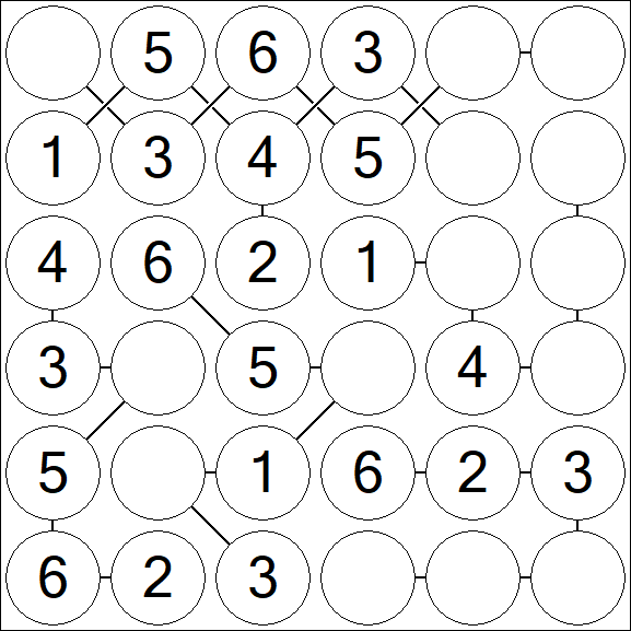Chain Sudoku 6x6 - Fácil