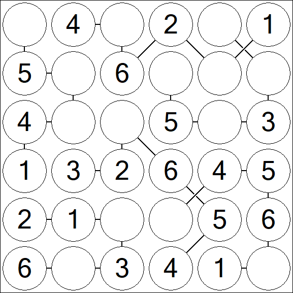 Chain Sudoku 6x6 - Fácil