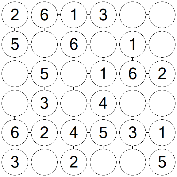 Chain Sudoku 6x6 - Fácil
