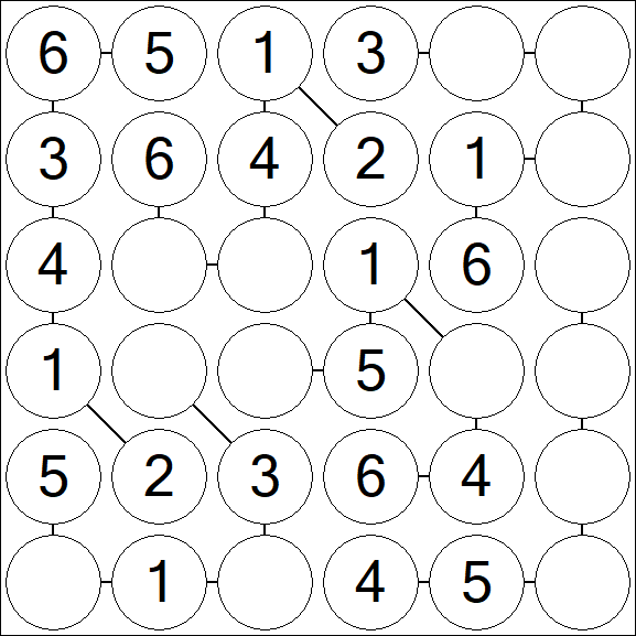 Chain Sudoku 6x6 - Fácil
