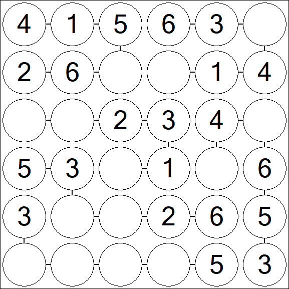 Chain Sudoku 6x6 - Fácil