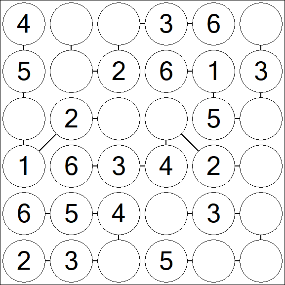 Chain Sudoku 6x6 - Simple