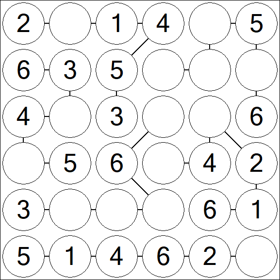 Chain Sudoku 6x6 - Simple