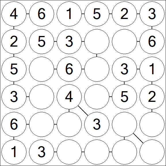 Chain Sudoku 6x6 - Fácil