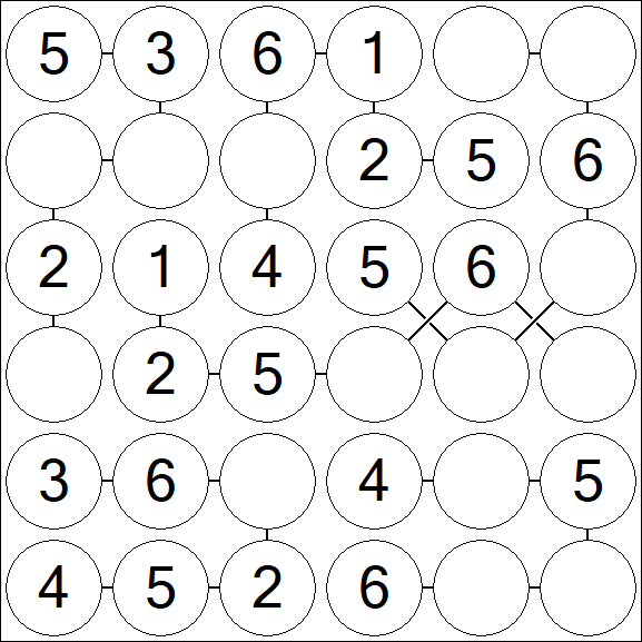 Chain Sudoku 6x6 - Simple