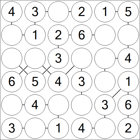 Chain Sudoku 6x6 - Simple
