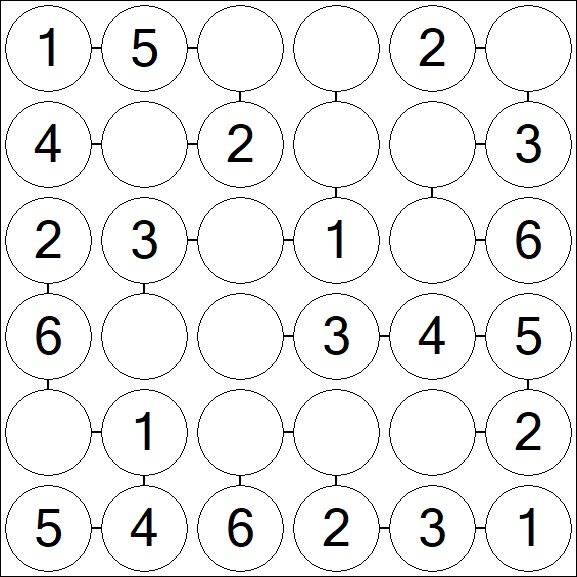 Chain Sudoku 6x6 - Fácil