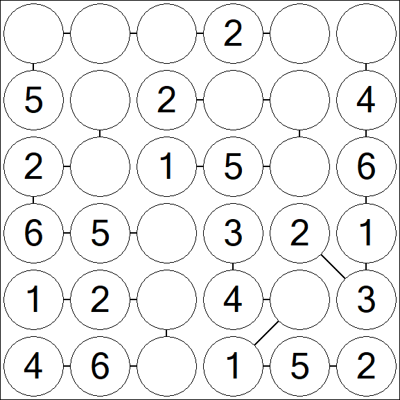 Chain Sudoku 6x6 - Simple