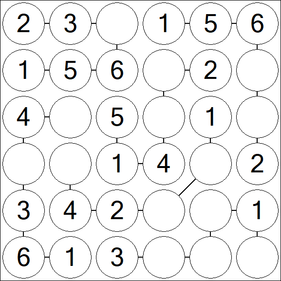 Chain Sudoku 6x6 - Simple