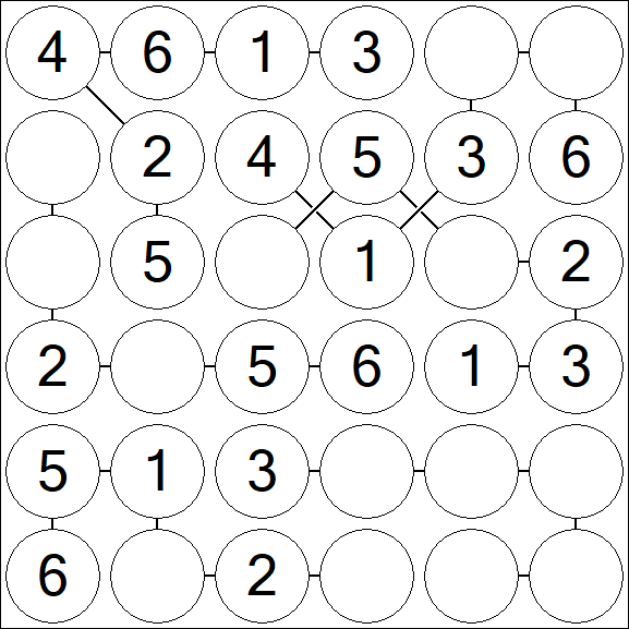 Chain Sudoku 6x6 - Simple