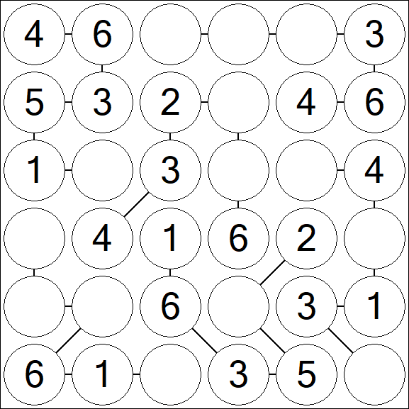 Chain Sudoku 6x6 - Simple