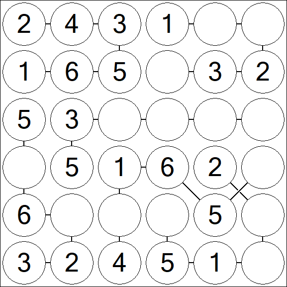 Chain Sudoku 6x6 - Simple