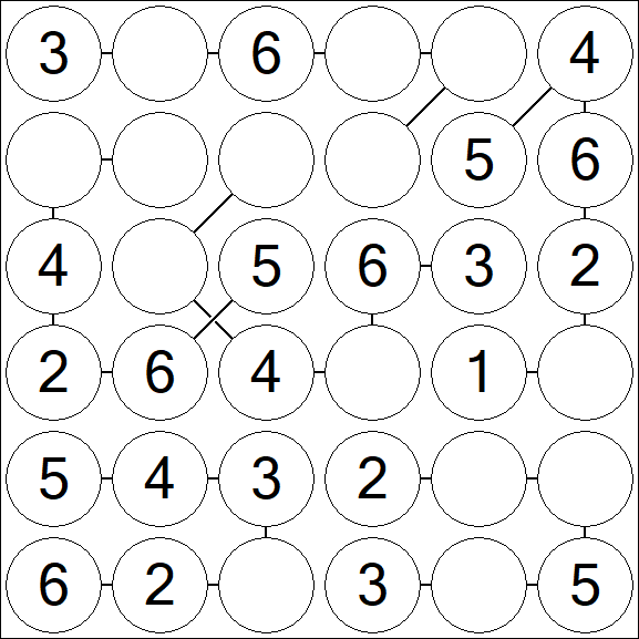 Chain Sudoku 6x6 - Simple