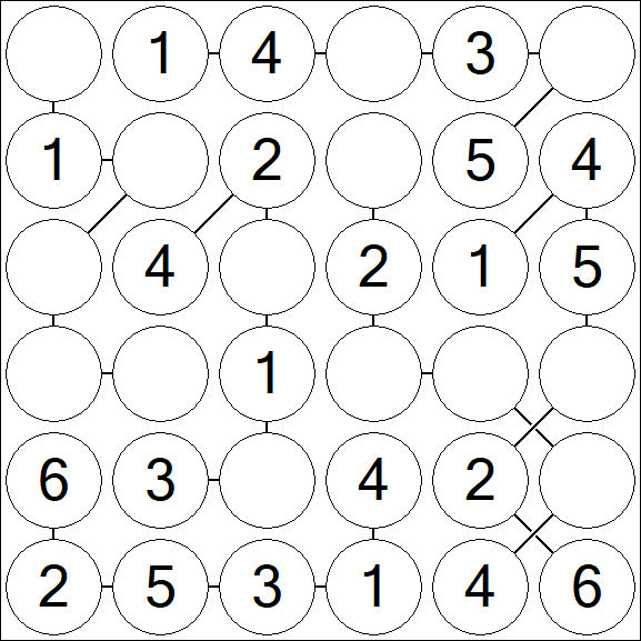 Chain Sudoku 6x6 - Simple