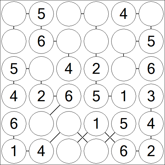 Chain Sudoku 6x6 - Simple