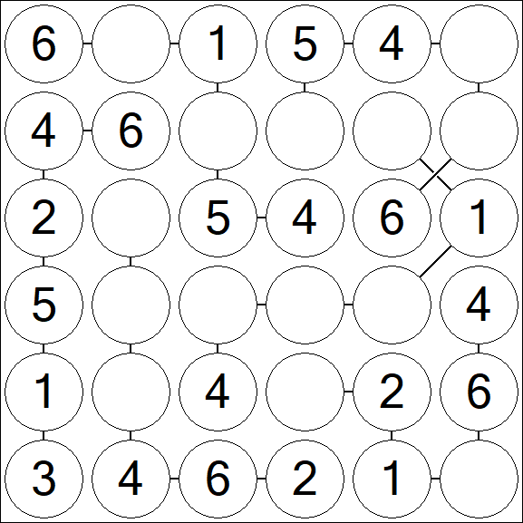 Chain Sudoku 6x6 - Simple
