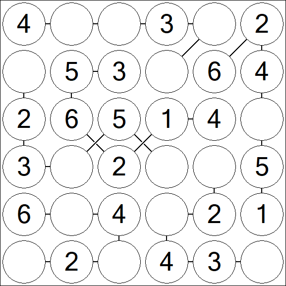Chain Sudoku 6x6 - Simple