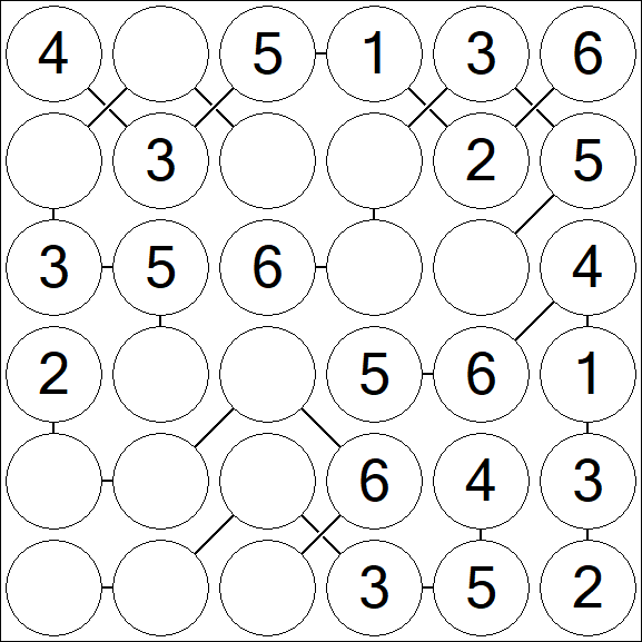 Chain Sudoku 6x6 - Simple