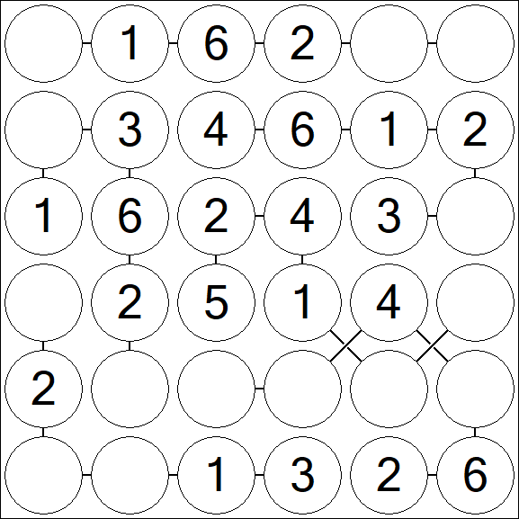 Chain Sudoku 6x6 - Simple