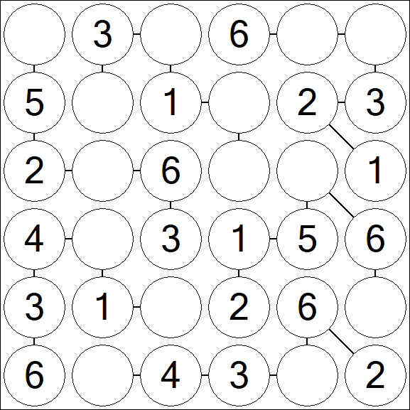 Chain Sudoku 6x6 - Simple